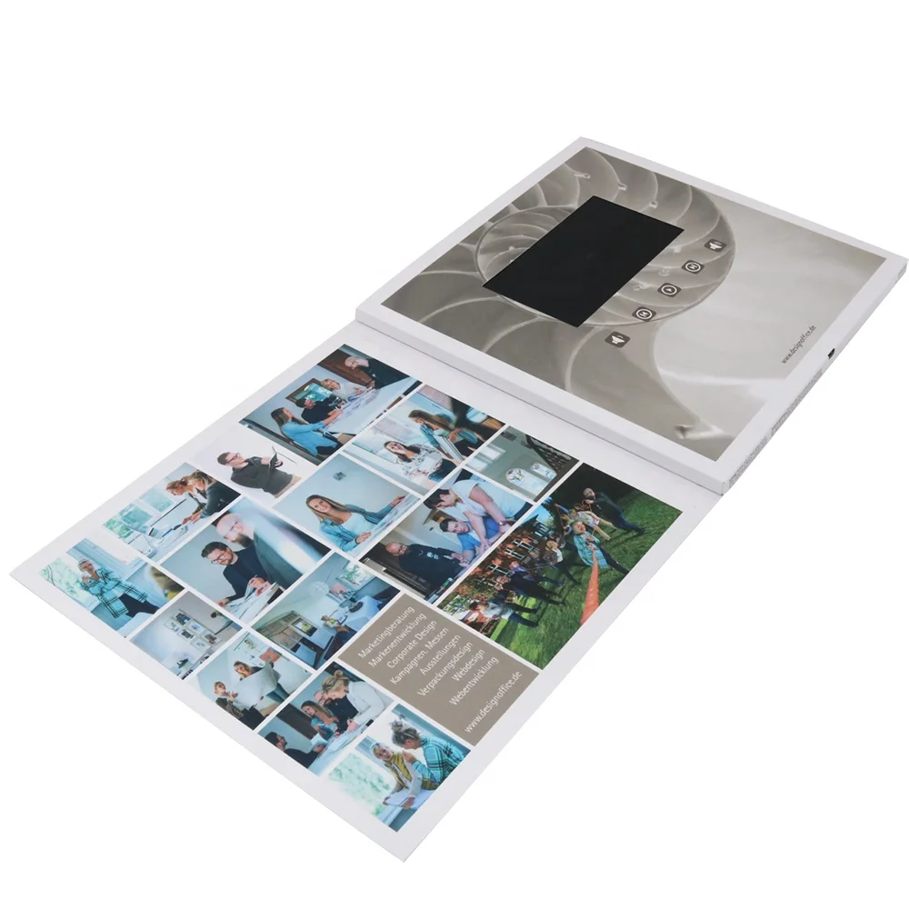 Free sample lcd screen video brochure sleeve  a4 video brochure cards customize 2.4 inch video gift brochure box kit card