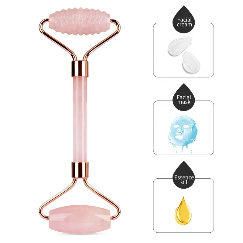 Pink Facial Massager Anti Aging Spiked Head Jade Roller for Face High Quality Custom Logo Natural Face Lift Skin Tightening
