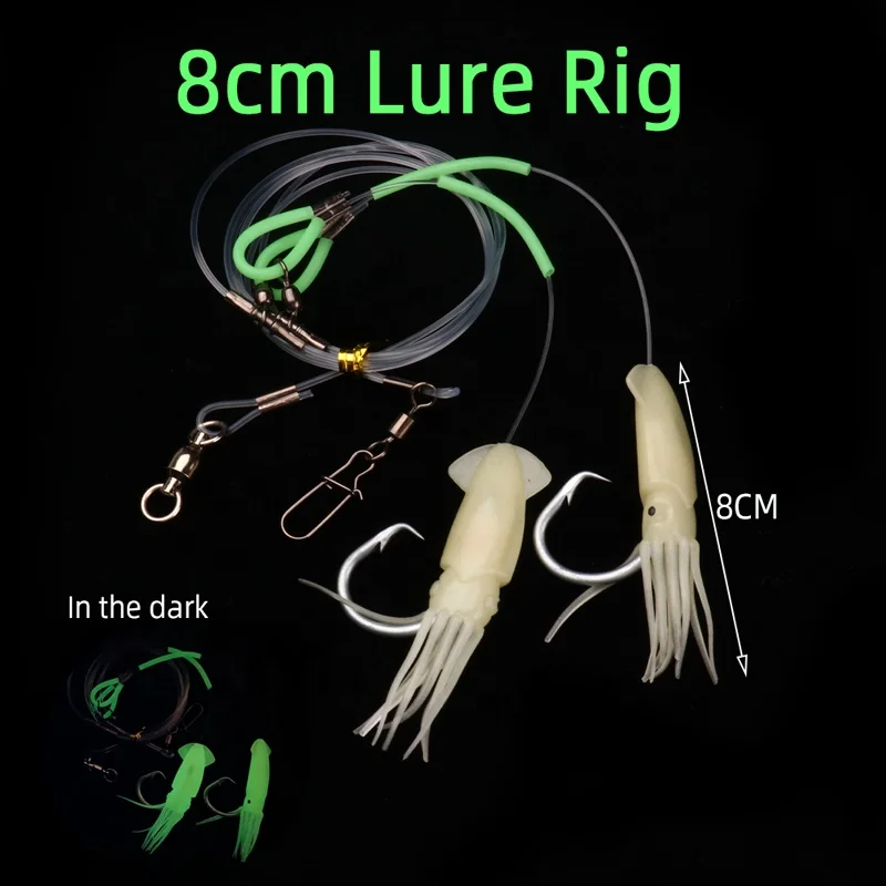 Bulk Customized Customized stainless steel circle hook deep drop fishing rig with Luminous Octpus Lure