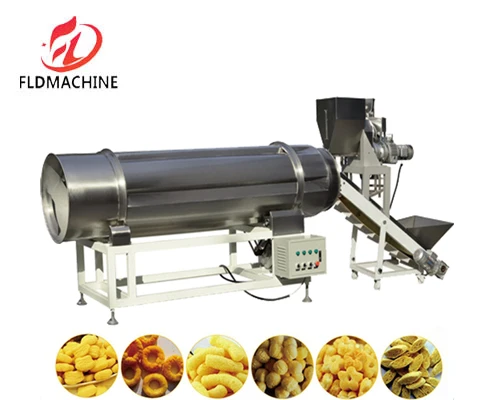 Stainless food grade automatic corn puffs snack food extruder puffed rice inflated snacks making machine