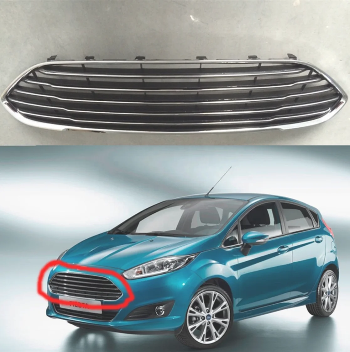 Electroplating front grille for Ford Fiesta 2013-2017 C1BB-17B968-DA