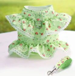 Wear Convenience Pet Clothing Chest Strap Traction Small Floral Lace Multiple Color Options Set Dog Harness
