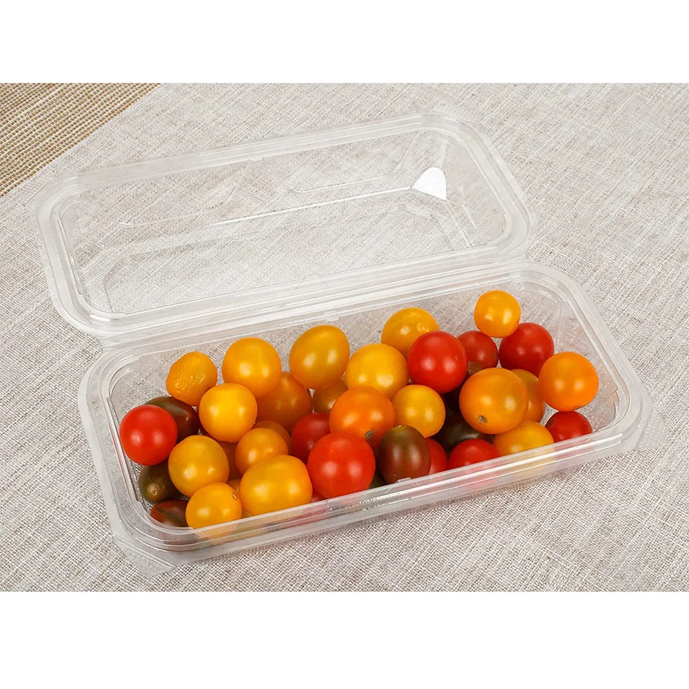 factory price container eco clamshell for fruit wholesale Environmentally friendly plastic tray PET Plate hinged food shop