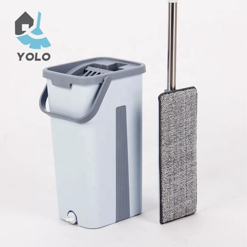 YS32 Seau vadrouille компактный bleu, avec vadrouille пластина et тампон RU микроволокна плоская Швабра