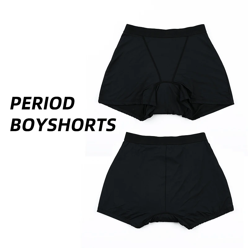 Shanhao Washable High Waist Boxer Leakproof Panties Heavy Flow Menstrual Boyshort Panties 5 Layers Absorbent Sports Period Panty