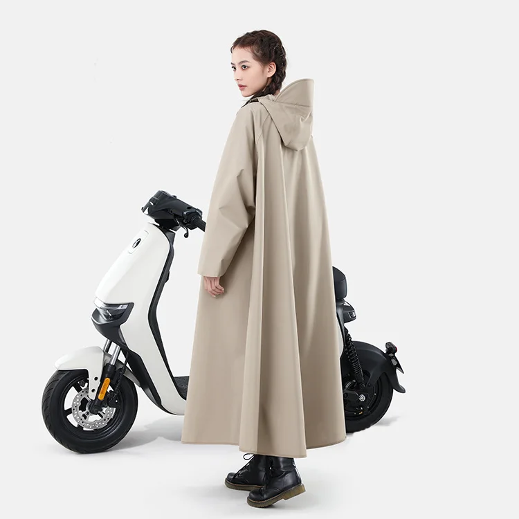 New Extended Loose Waterproof Adult Unisex Bike Electromobile Thickening Polyester Pongee Rain Poncho with Wide Hood Brim