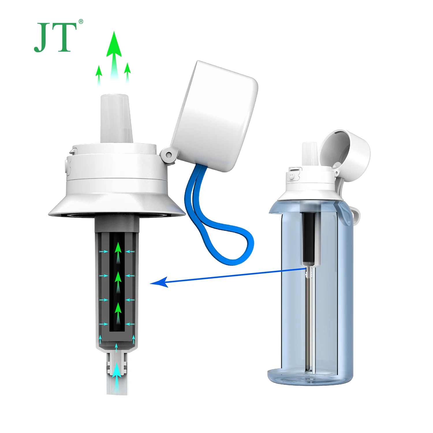 
Outdoor sports running portable plastic filter bottle food grade Tritan plastic filter bottle 