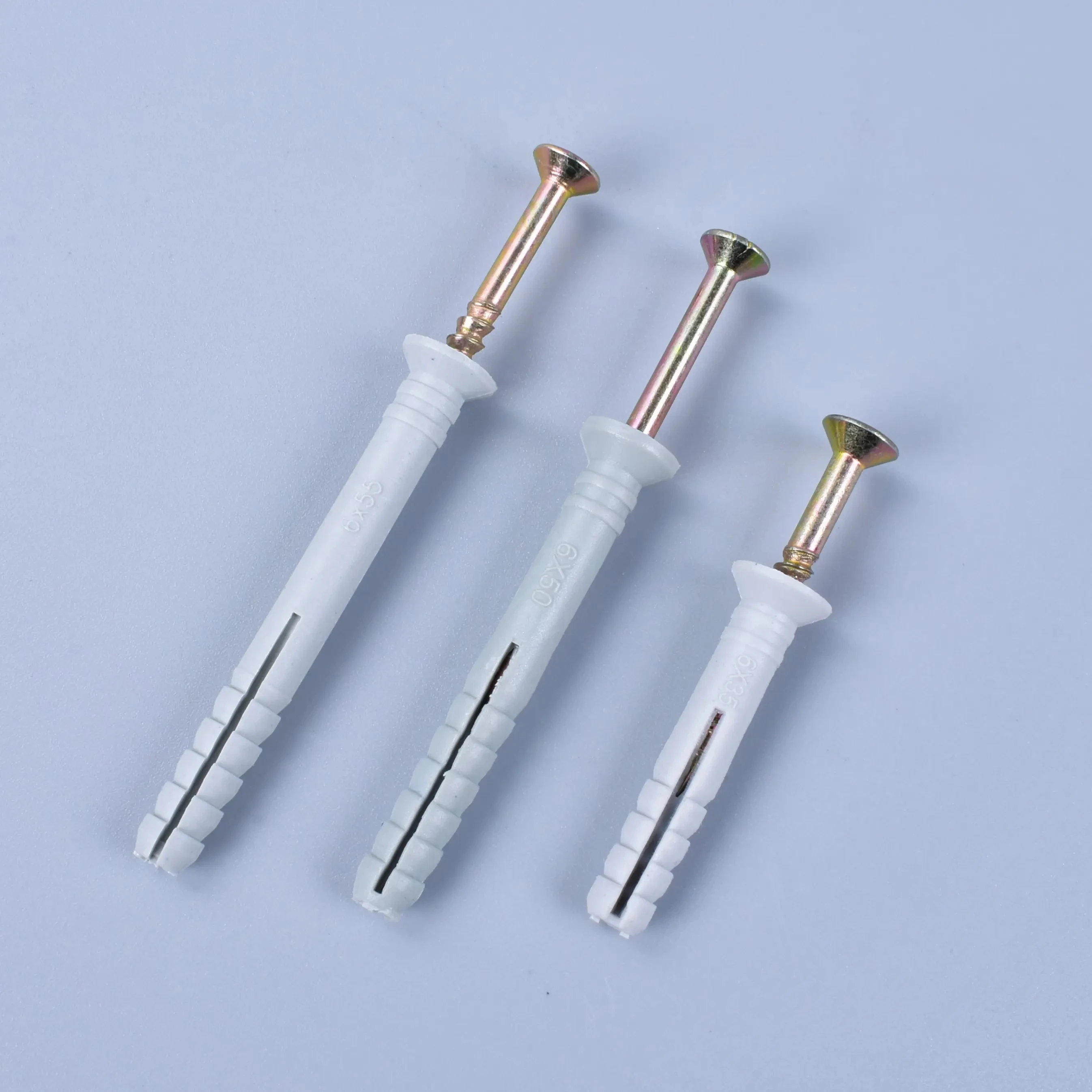 Shanfeng 144pcs Various Ribbed Concrete Plastic Anchors with Pan-Head Self Tapping Screws