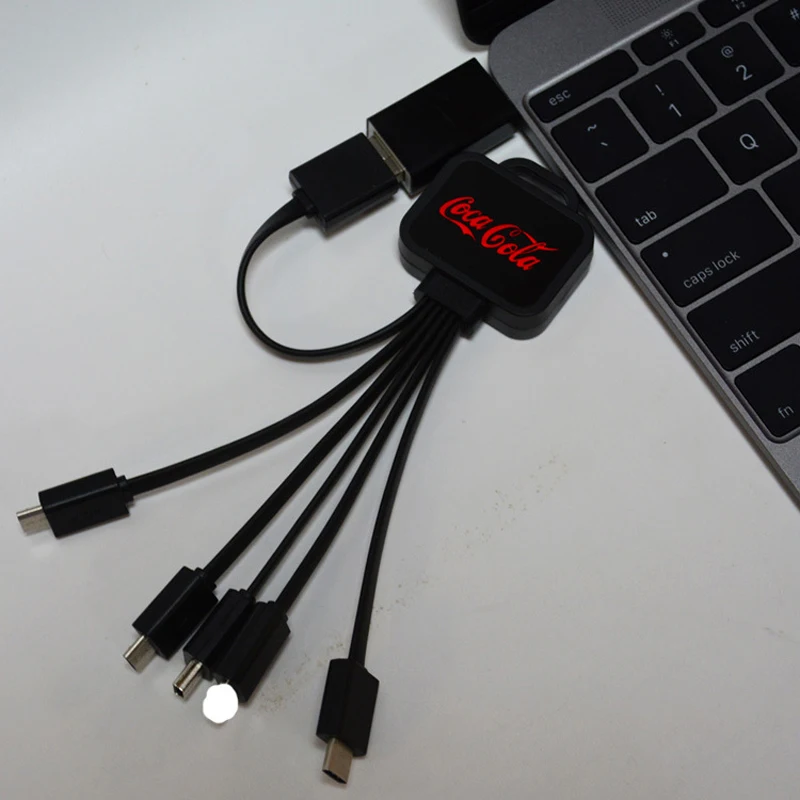 Best Selling Gift LED Glowing Customized Light UP LOGO Mini-USB Charger Cable 5 in 1  Charging Cable