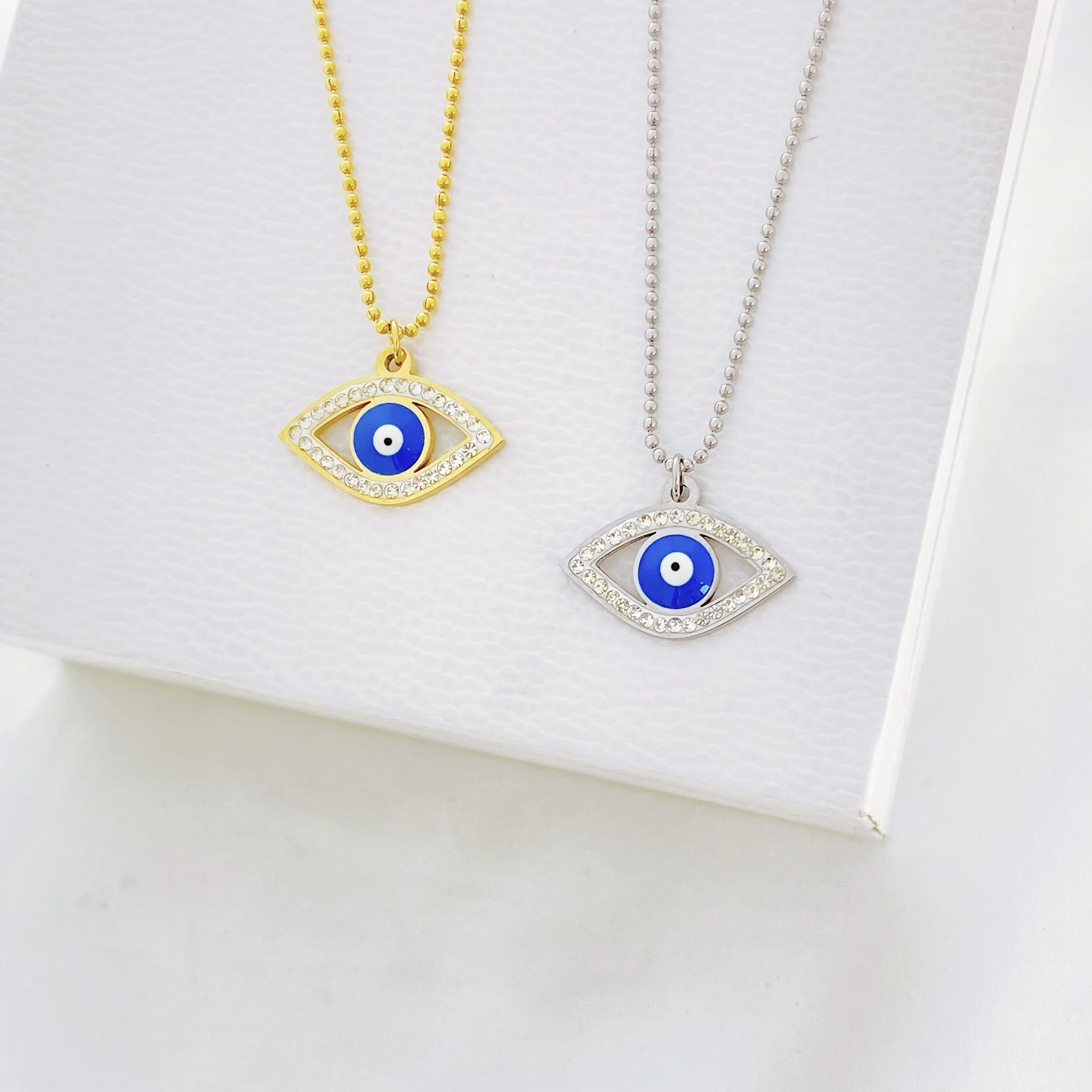 Turkey Fashion Blue Evil Eye Necklace Charm Blue Rhinestone Eye Choker Necklace for Women Boho Jewlery Wholesale