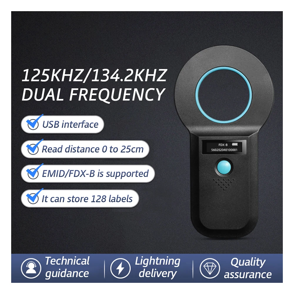 Handheld RFID Animal Chip Reader For Pet 134.2 khz Animal Microchip Scanner For Dog Cat Fish