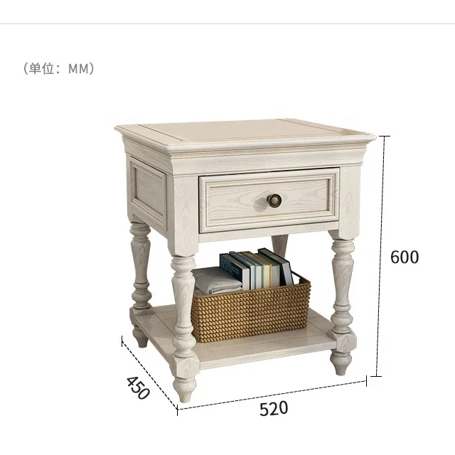 france white wood coffee side table modern	with 1 drawer and 1 shelf for living room