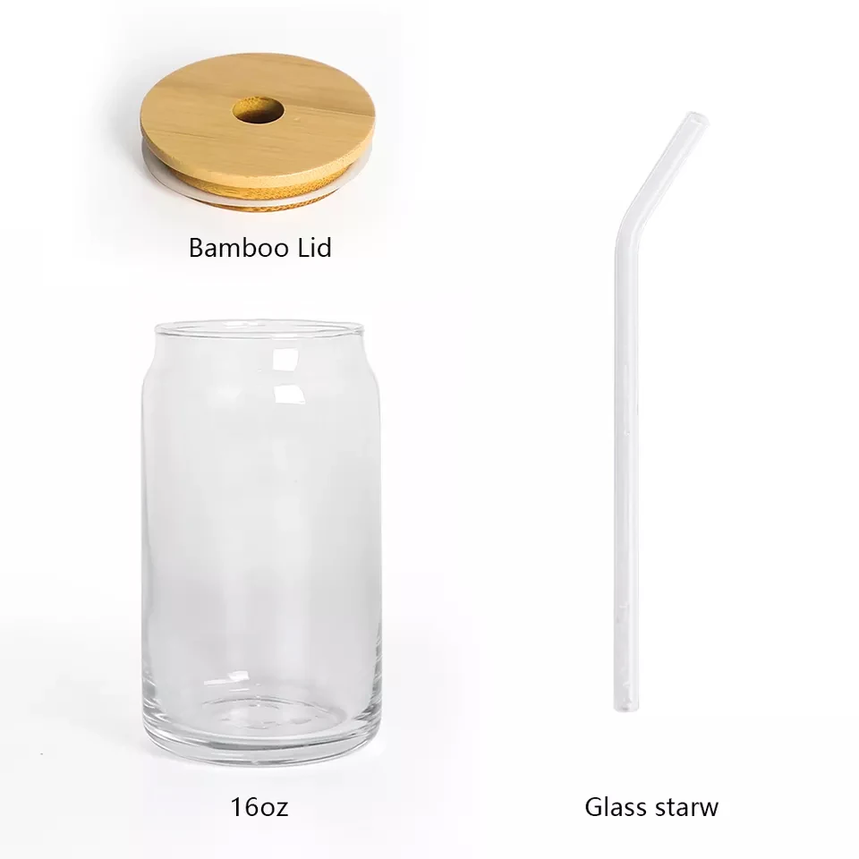 Amazon Hot Sale 16oz custom drinkware cups with lids and straws bubble tea cup coffee mug glass cup with bamboo lid