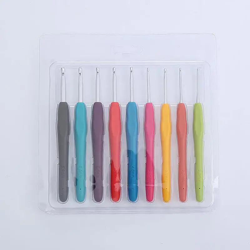 TPR silicone crochet set aluminum crochet hooks 9pcs/set