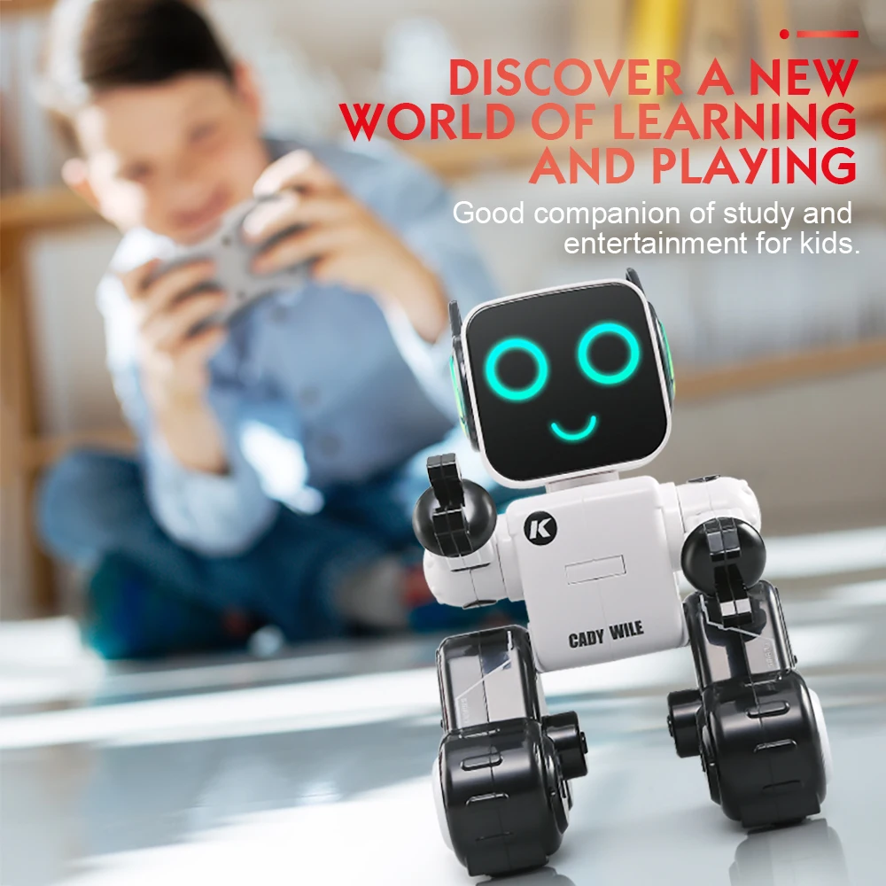 RC Mini Intelligent Programming Robots Toys  Remote Control Toy With Music and Led Eyes Stunt RC Toys Gift for Kids Boys