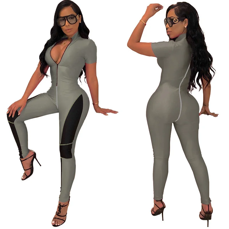 Street wear hip hop neon green bodysuit pants wholesale slim fit tracksuit women