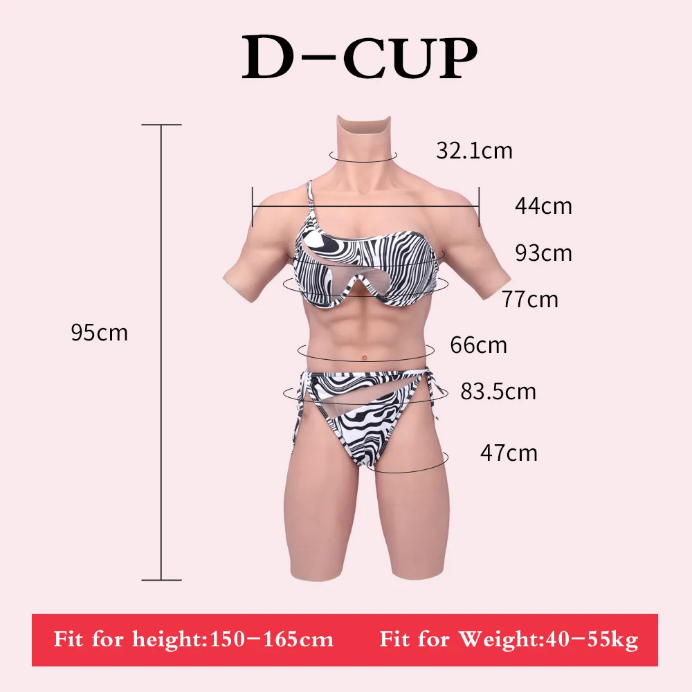8th Silicone Breast Form Lifelike Fake Boobs For Women Drag Queen Transgender D Cup Silicone Abdominal Muscle Bodysuit Cosplay