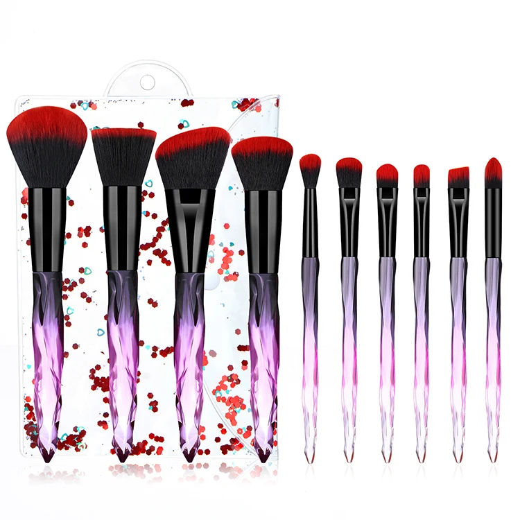 10 pcs clear colorful diamond crystal bling cosmetic maquillaje brochas makeup brush set