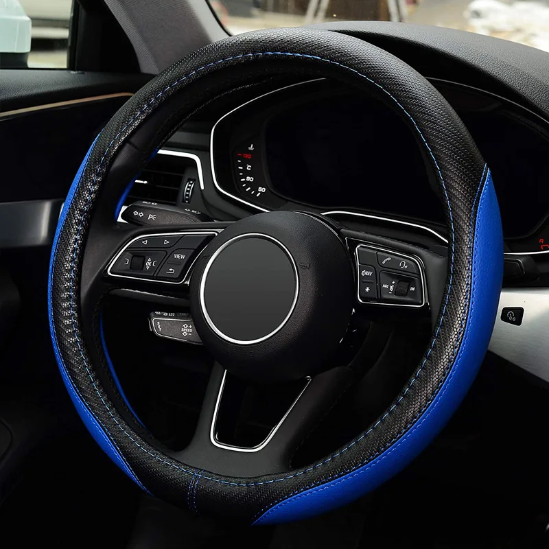 Wholesale Multi-color 37-38cm Micro Fiber Universal Carbon Steering Wheel Cover