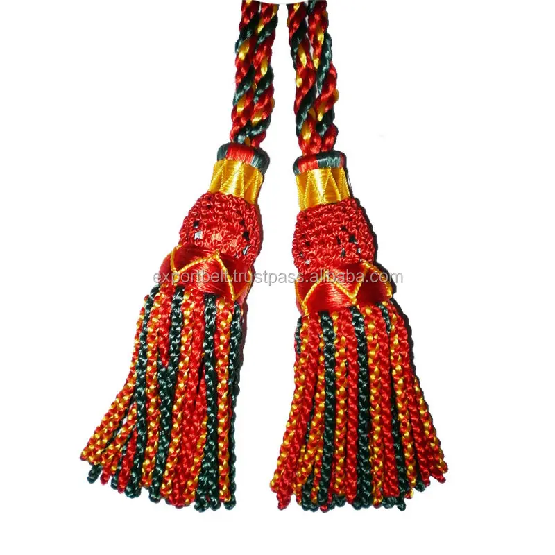 OEM Flag and Banner Cord and Tassels Customized Premium Bagpipe Silk Pipe Cord and Tassel in Sold Colors and Tartan Colors
