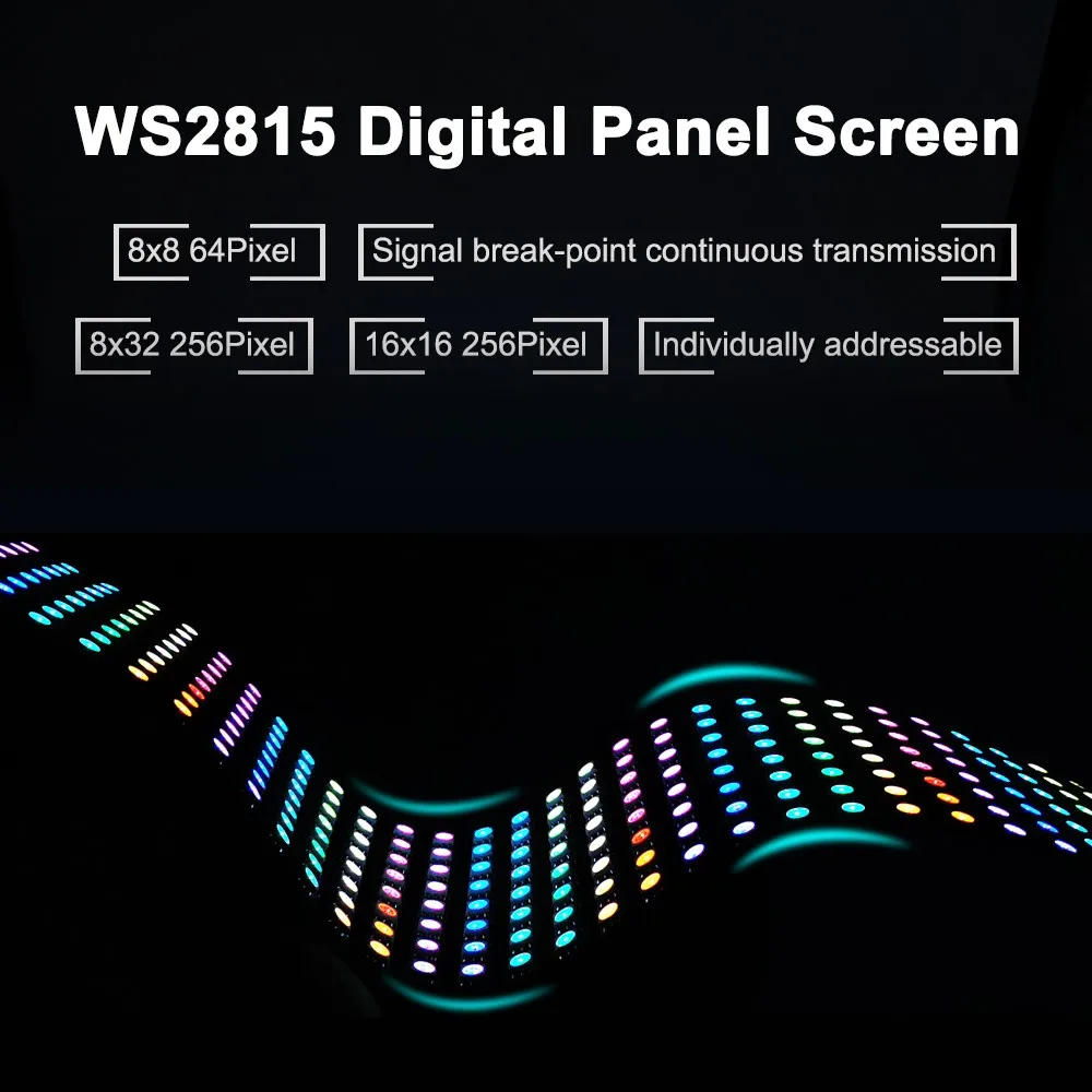 DC12V WS2815B Matrix Panel Flexible 8X8 8X16 8X32 LEDs Digital Programmed lndividually Addressable LED Pixel Full Color Screen