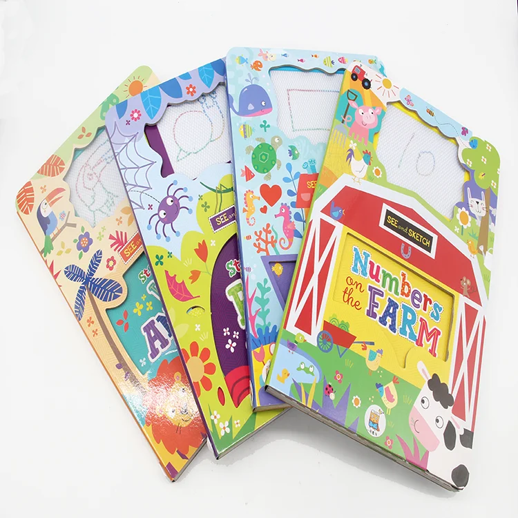 2022 new designed customized write rub and clean children education learning magnet drawing board book