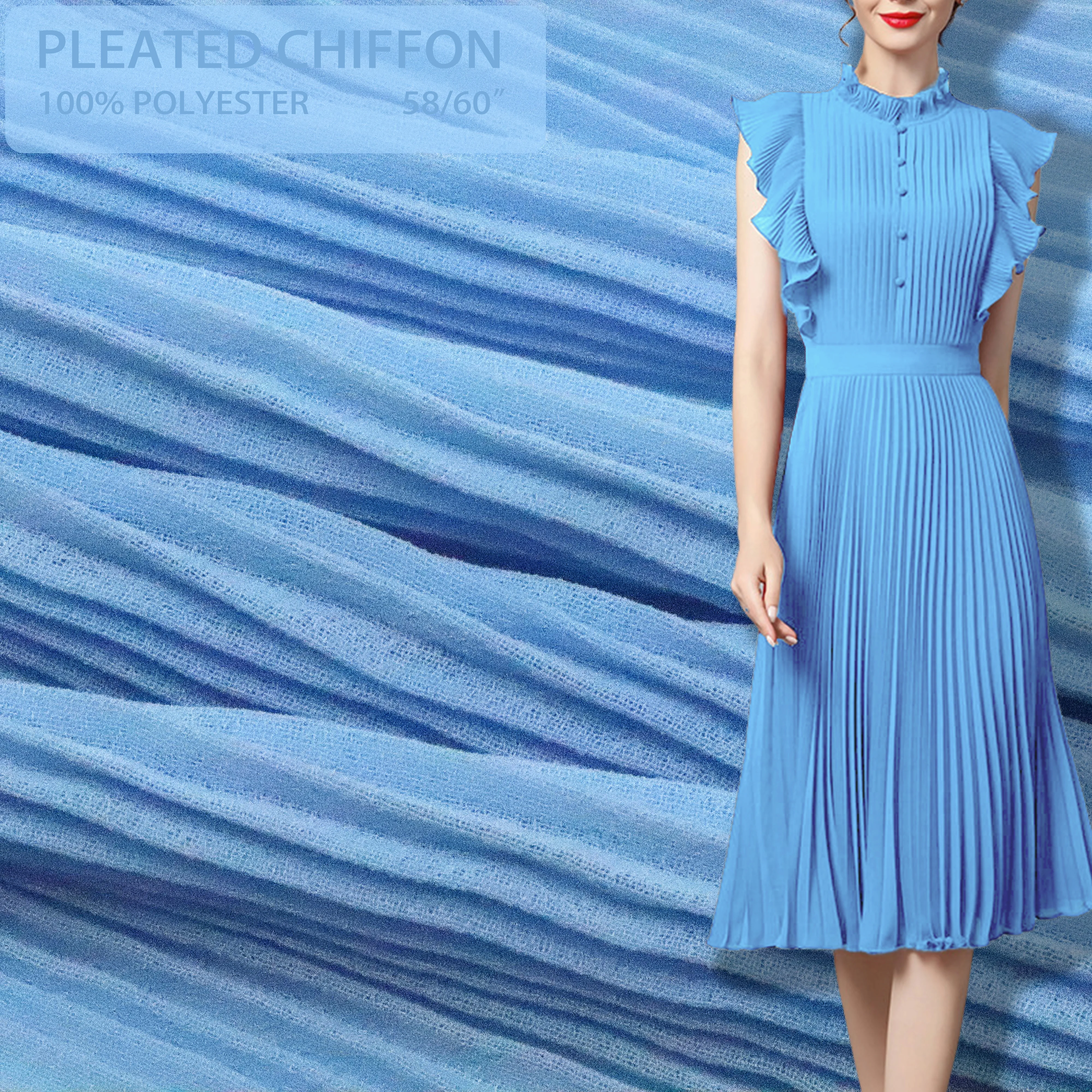 Polyester Wrinkle Chiffon Fabric Breathable and Anti-Static for Wedding