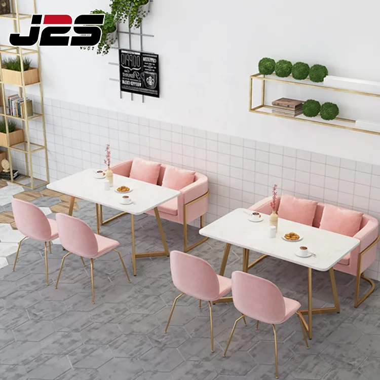 Light luxury velvet coffee shop living room lounge bar furniture booth sofas chairs and tables sets