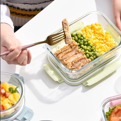 Heat-resistant Household High Borosilicate Glass Containers for Food Storage with Lids