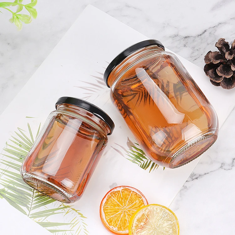 High quality 240ml 8oz round glass jar for caviar jam pickles with airtight lid in stocked