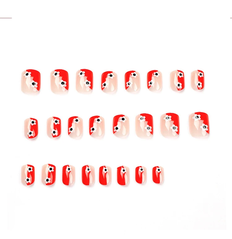 High specification and white little flower short artificial fingernails false nails press on nails