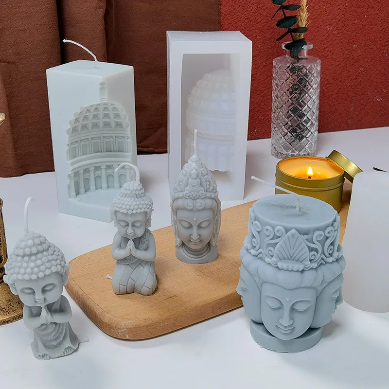 Z521   Buddha candle silicone mold DIY Guanyin Tathagata dome gypsum hand soap mold