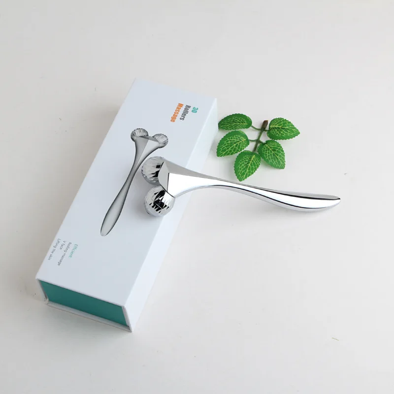 3D Facial Roller Portable press slimming metal v shaped mini ice roller Face Lift Beauty Massage Roller