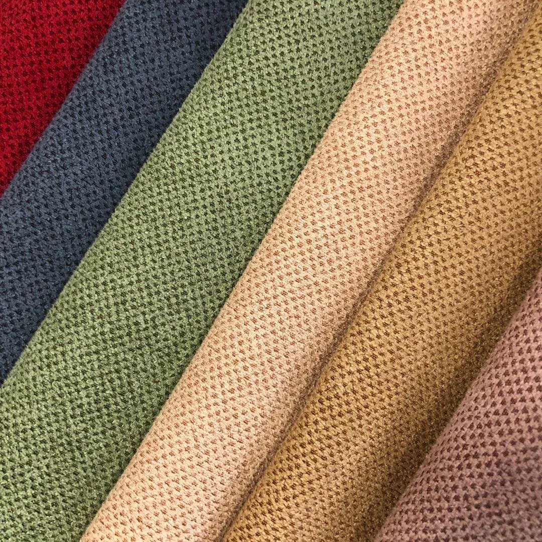100% polyester woven linen Upholstery soft stretch suede fabric scuba suede faux synthetic leather fabric for sofa cover