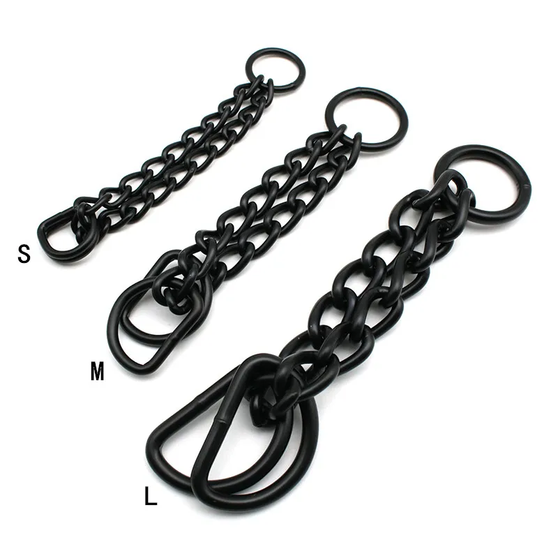 Wholesale Strong Heavy D Ring Martingale Choke Chain Dog Collar - Matte Black Plated