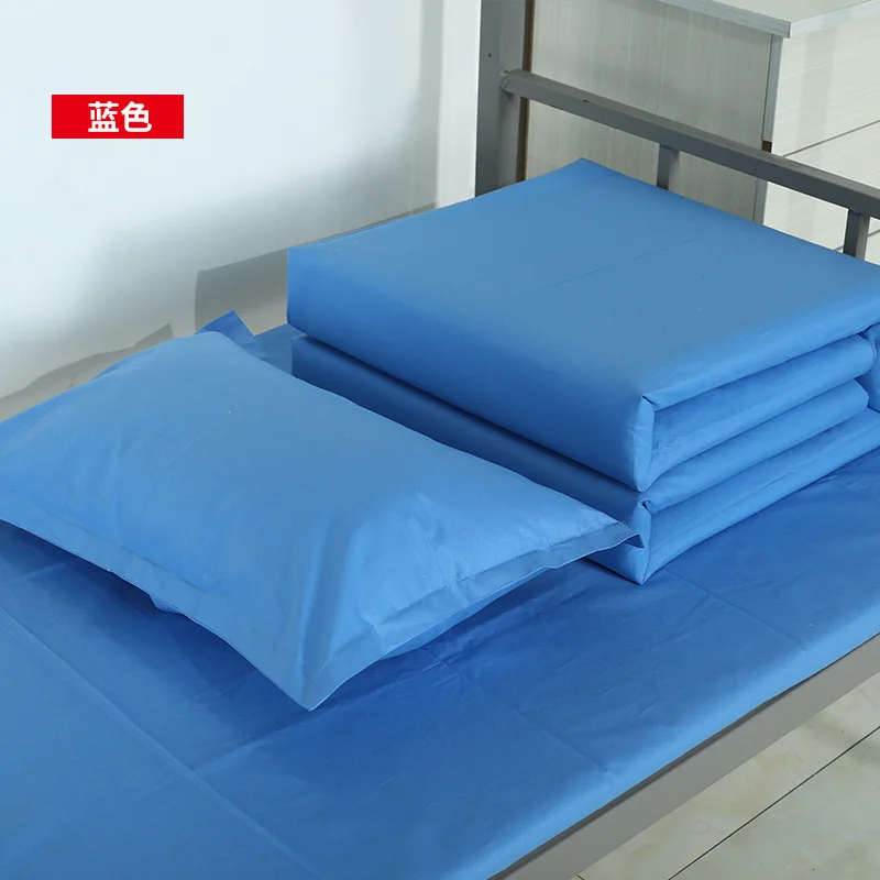 Blue Quilt Cover Bed Sheet Three-Piece Set for Student Dormitory Single Bedding Match Sets Cheap Hospital