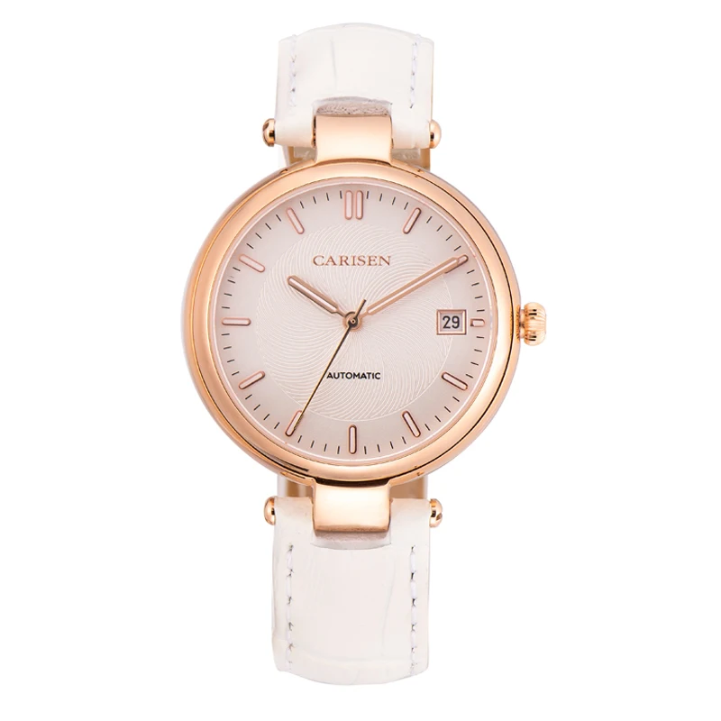 Japan Automatic Movement Genuine Leather Strap Sapphire Glass Stainless Steel Case Business Men Wrist Watch