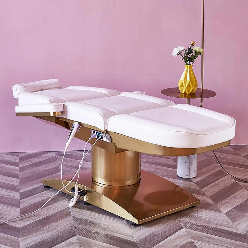 Luxury 4 motor stainless steel base electric beauty salon massage bed table modern medical treatment bed