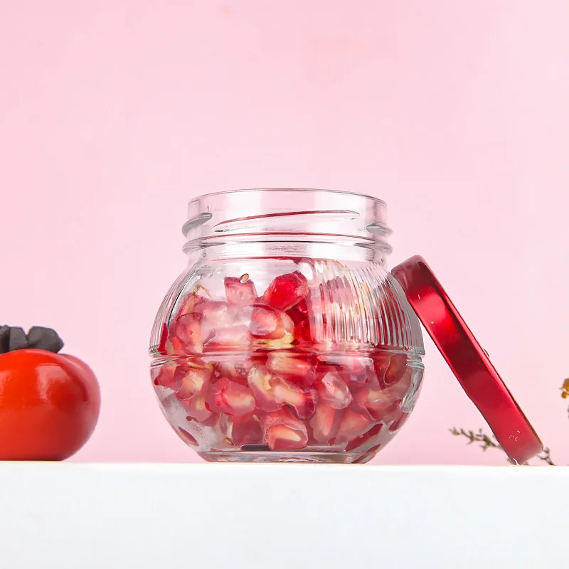 Fancy Round Wide Mouth Glass Jam Jelly bird Nest Sauce Jar For Sale with Metal Lids