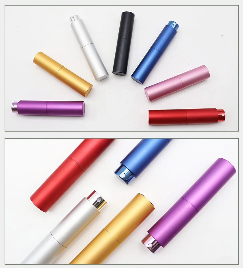 5ml 8ml 10ml 15ml 20ml Wholesale Aluminum Empty Mini Cosmetic Twist Up Black Travel Refillable Perfume Atomizer