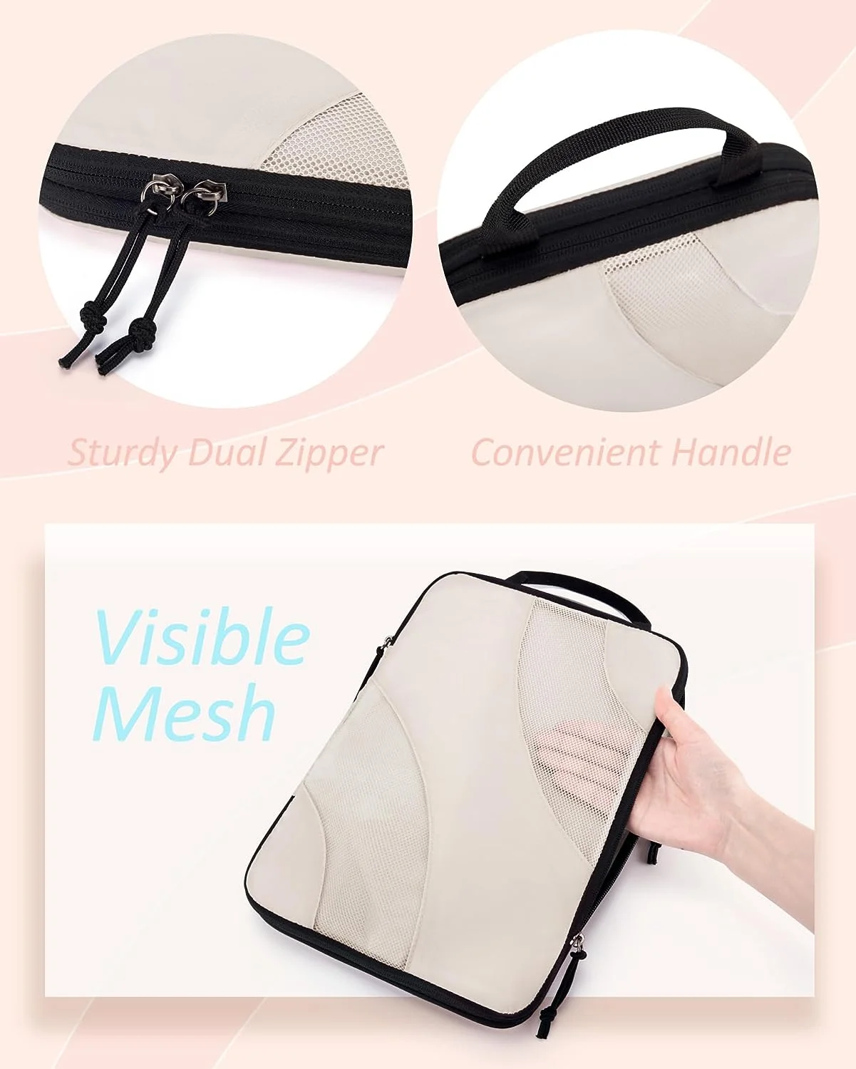 Compression Packing Cubes Bag for Travel 6 Set Travel Packing Cubes Lightweight Packing Organizers