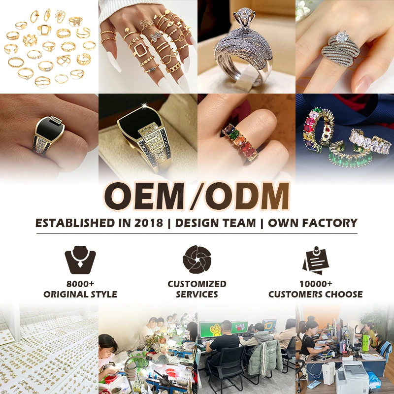 Luxury 2pcs/set Fine Jewelry High Quality Gemstone Diamond Rings Women Customizable Rings anillo de oro