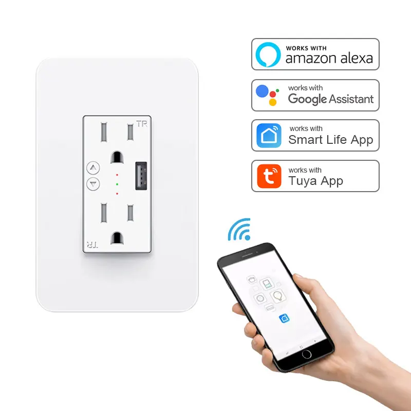 Умная розетка Alexa google home для дома универсальное зарядное устройство с usb и светодиодным индикатором 15 А несколько портов Wi-Fi