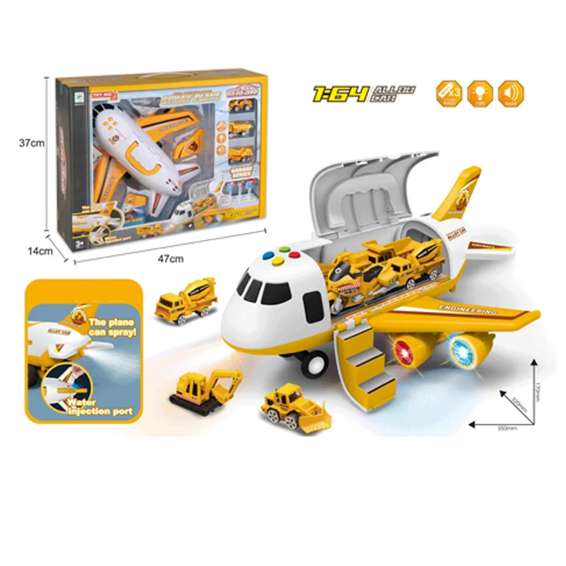 New Design Professional Fun Pretend Play Police Fire Engineering City Alloy Car Deformation Storage Aircraft spray Toys
