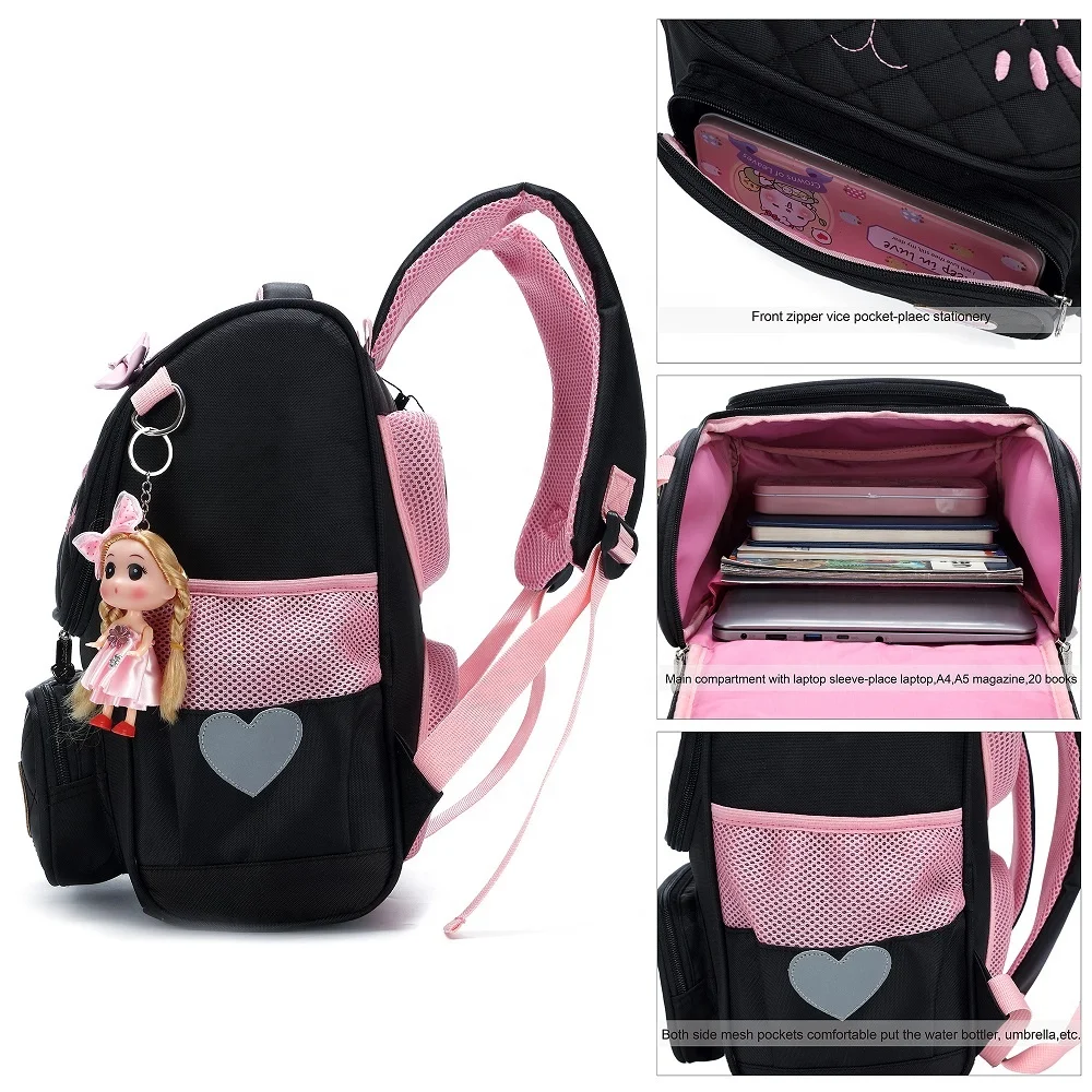 
Cute Cat Face Bow Kids Backpacks Waterproof Pink School Backpack 2020 kids backpack 