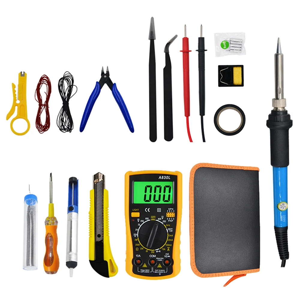 Household repair welding tool combination a830l multimeter set adjustable temperature electric soldering iron multimeter 23pcs