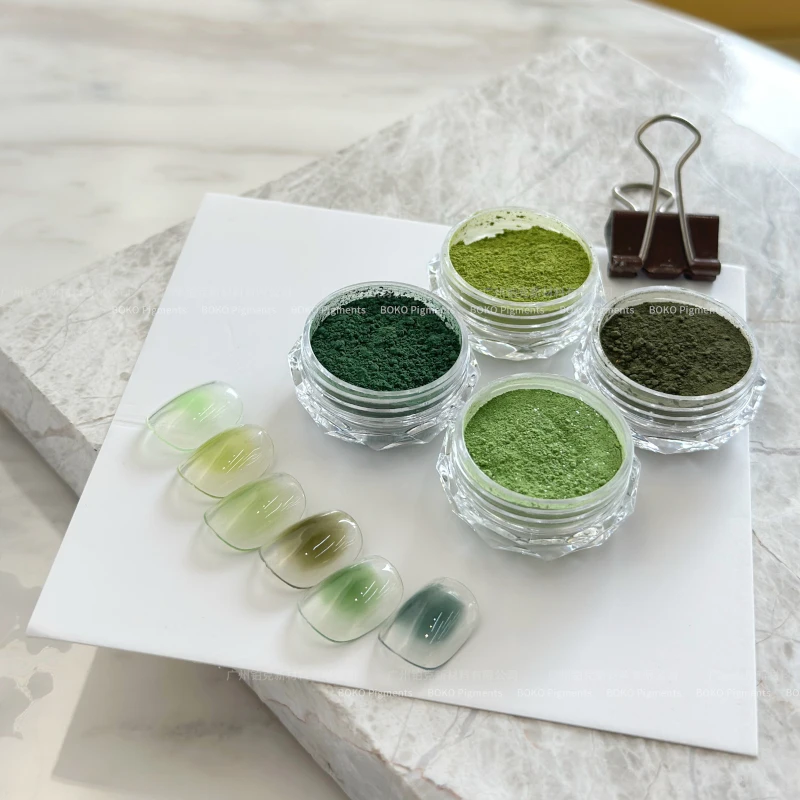 BOKO Green Series Nails Ombre Gradient Powder Gradient Rubbing Dust Pigment DIY Manicure Decoration