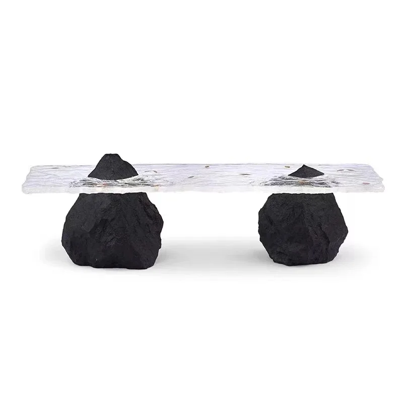 Glacier Platinum Crystal Transparent Resin Art Crystal Dining Table coffee table center table