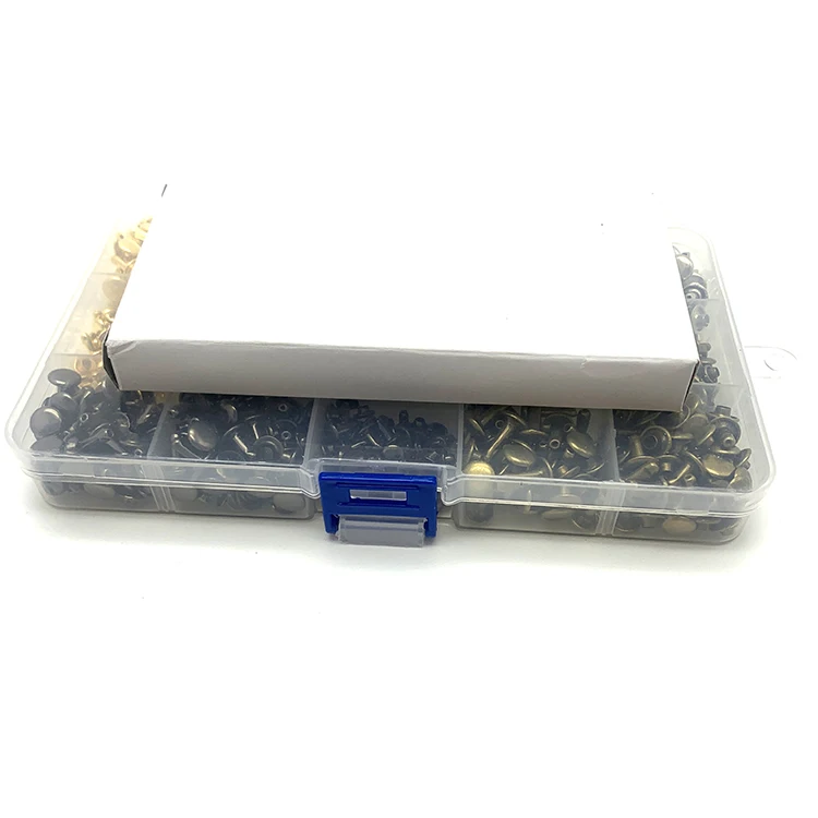 
High quality 6-12mm metal rivet round rivet set box for leather craft bag belt clothing clothing shoes pet collar decoration 