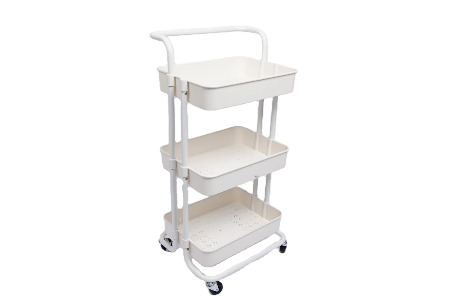 Fashion white iron 3 layer tool cart storage container use for living room